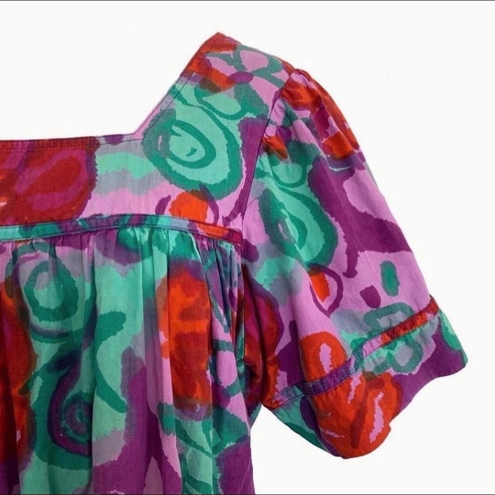 Vintage 80's Floral Housedress - 100% Cotton - image 2